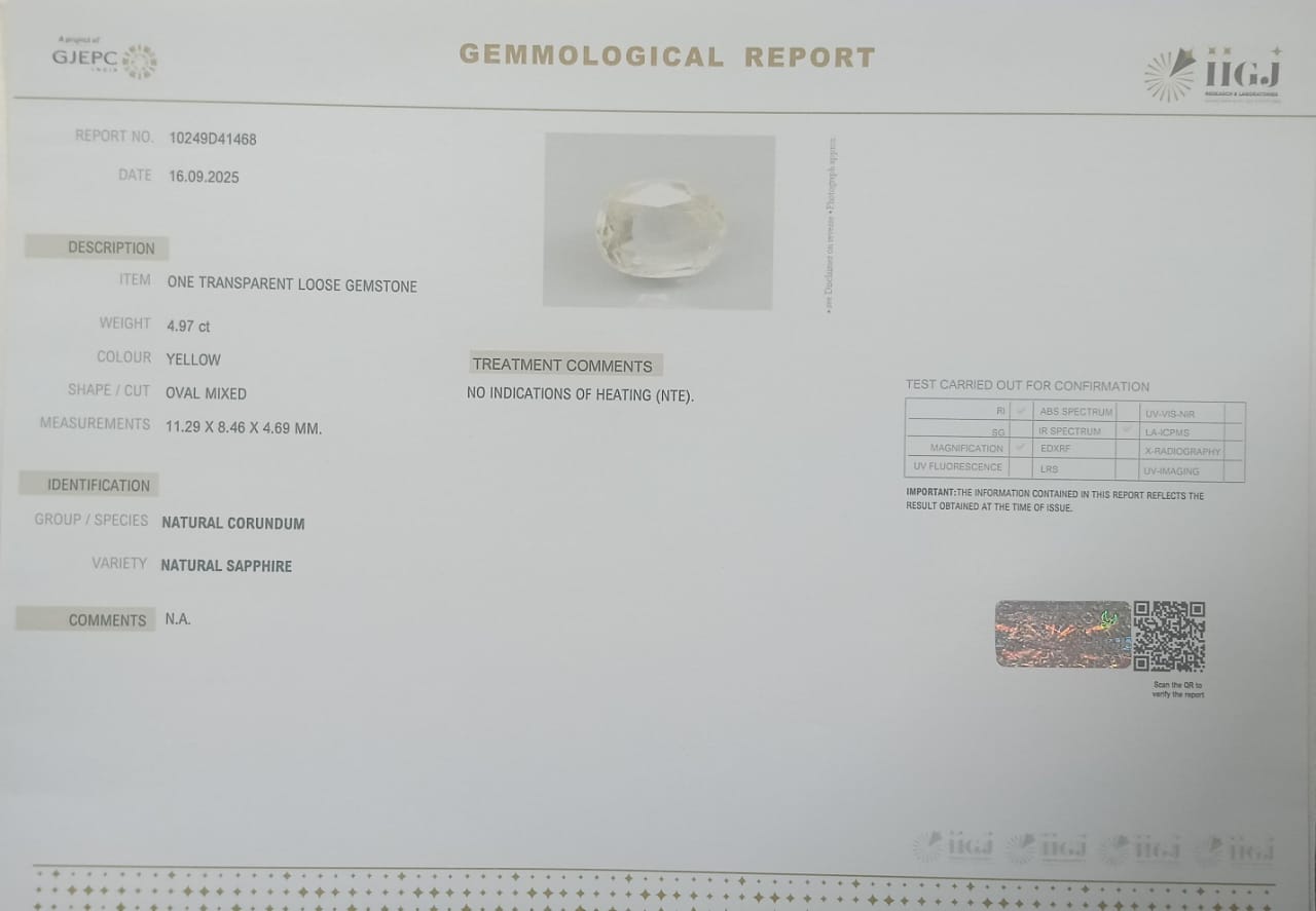 NYSP8402 2 YELLOW SAPPHIRE 4.97 Ct.