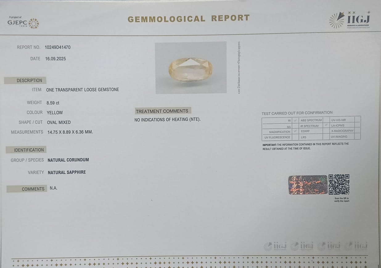 NYSP8404 2 YELLOW SAPPHIRE 8.59 Ct.