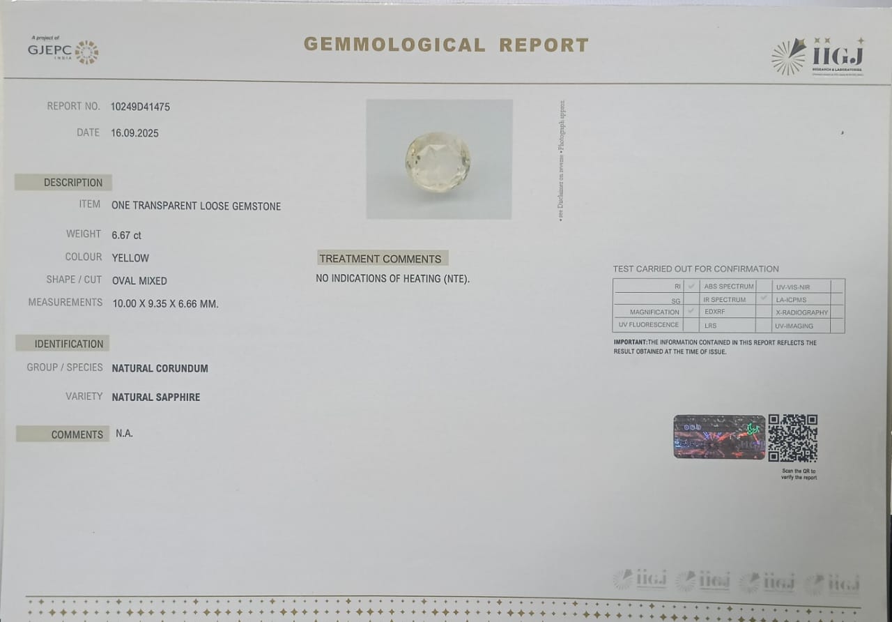 NYSP8408 2 YELLOW SAPPHIRE 6.67 Ct.