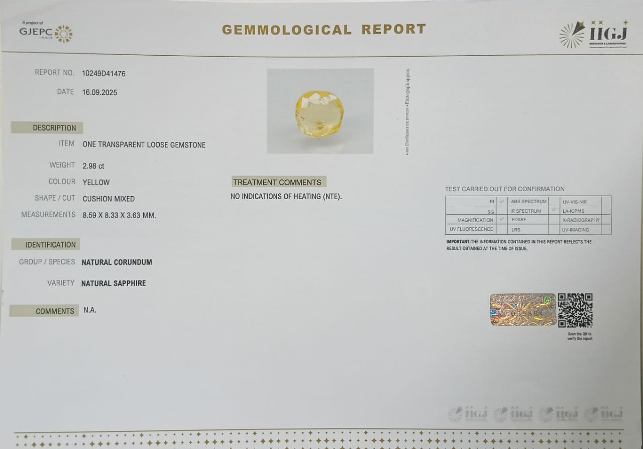 NYSP8409 2 YELLOW SAPPHIRE 2.98 Ct.