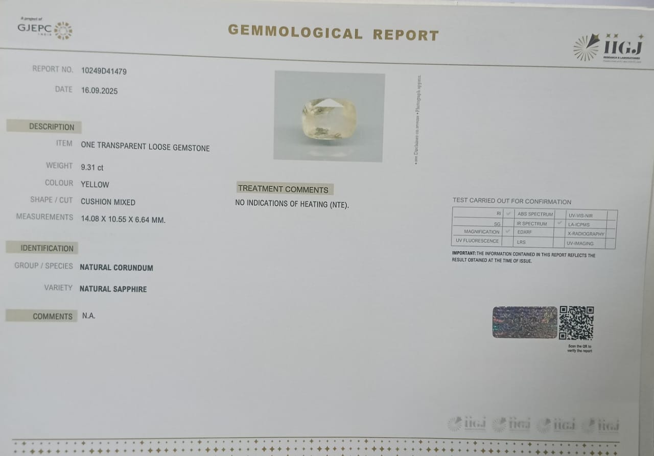 NYSP8412 2 YELLOW SAPPHIRE 9.31 Ct.