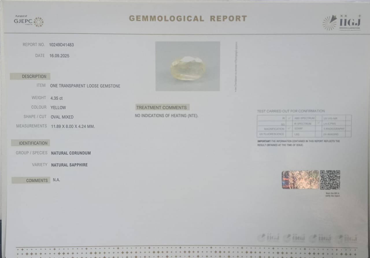 NYSP8416 2 YELLOW SAPPHIRE 4.35 Ct.