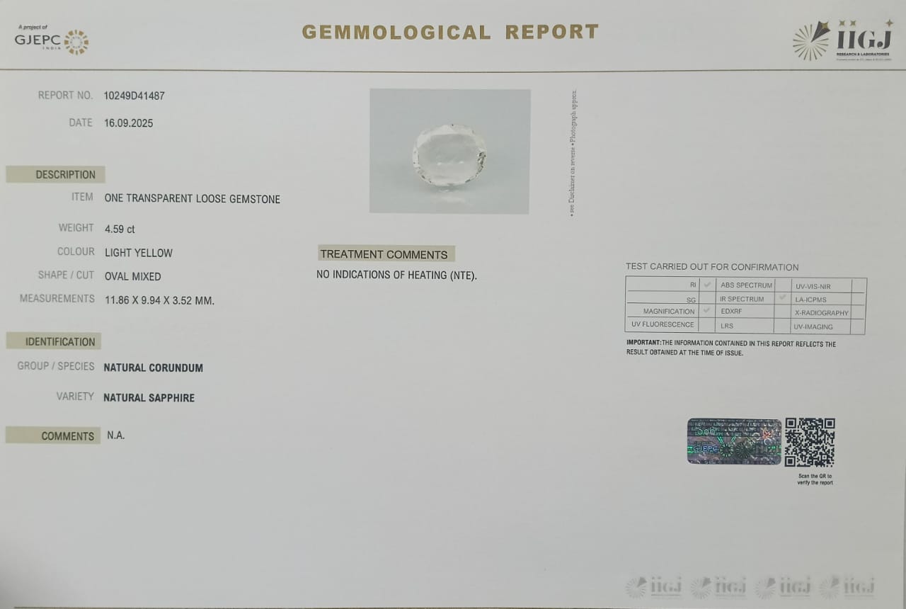 NYSP8419 2 YELLOW SAPPHIRE 4.59 Ct.