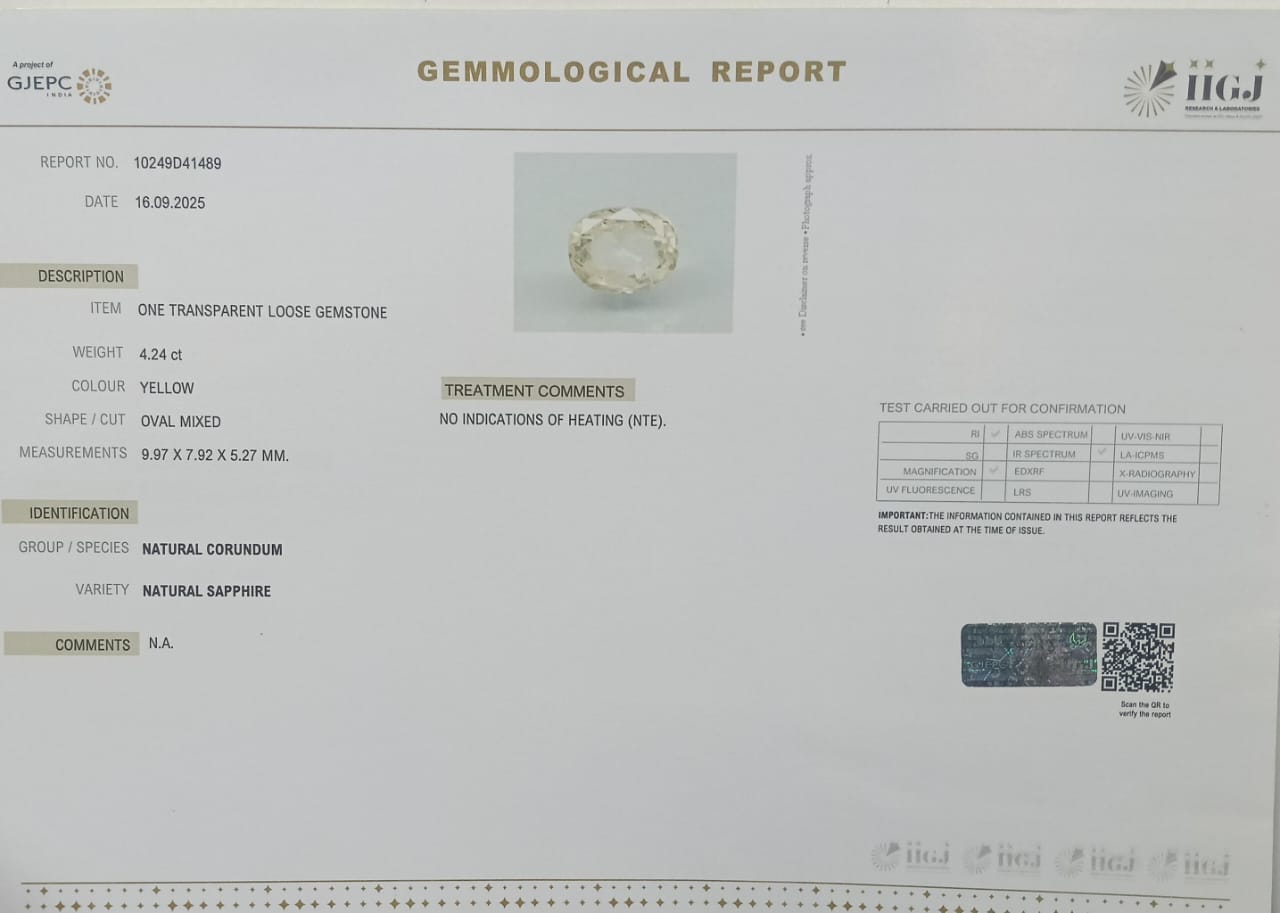 NYSP8420 2 YELLOW SAPPHIRE 4.24 Ct.