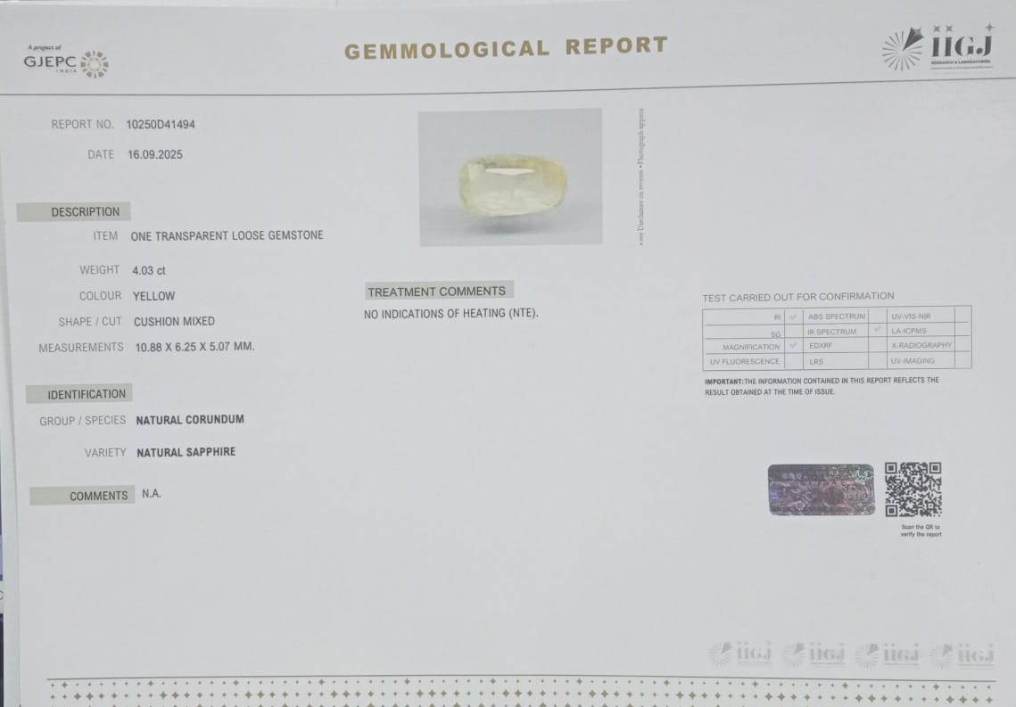 NYSP8425 2 YELLOW SAPPHIRE 4.03 Ct.