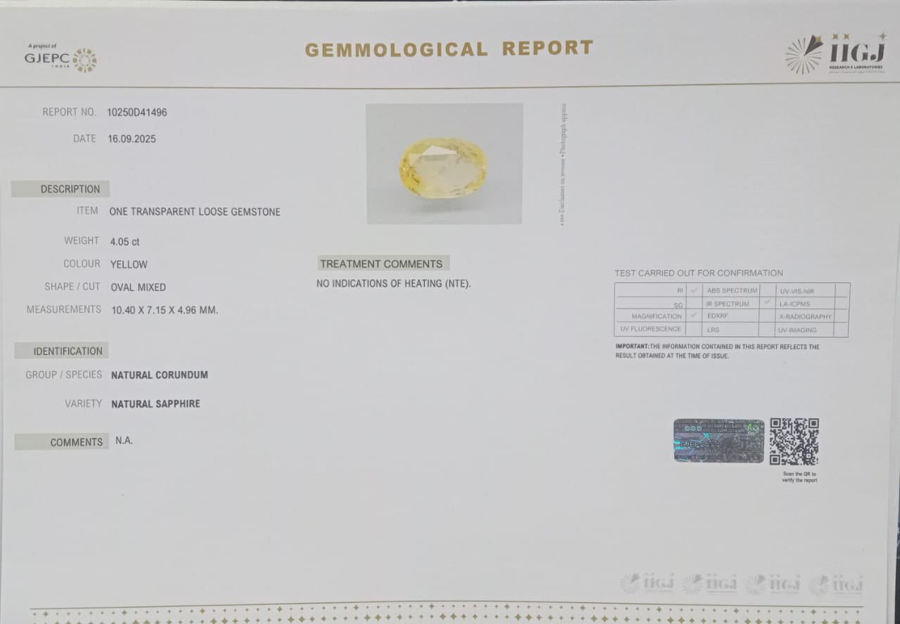 YELLOW SAPPHIRE 4.05 Ct. 3 NYSP8427 2 YELLOW SAPPHIRE 4.05 Ct.