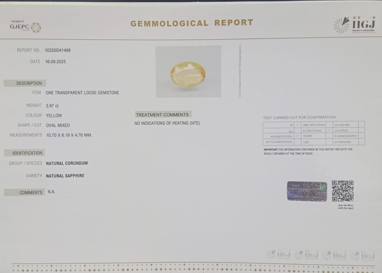 NYSP8429 2 YELLOW SAPPHIRE 3.97 Ct.