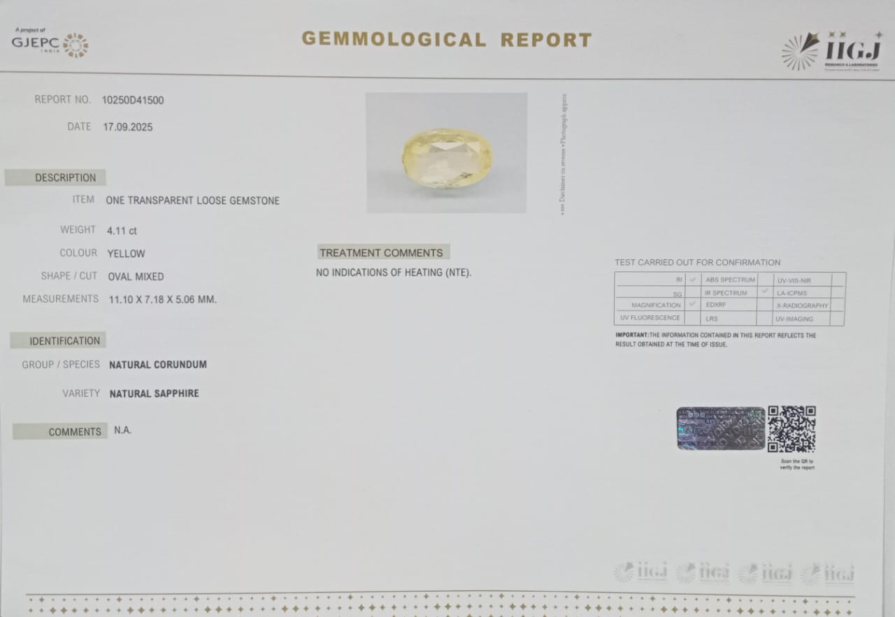 NYSP8431 2 YELLOW SAPPHIRE 4.11 Ct.
