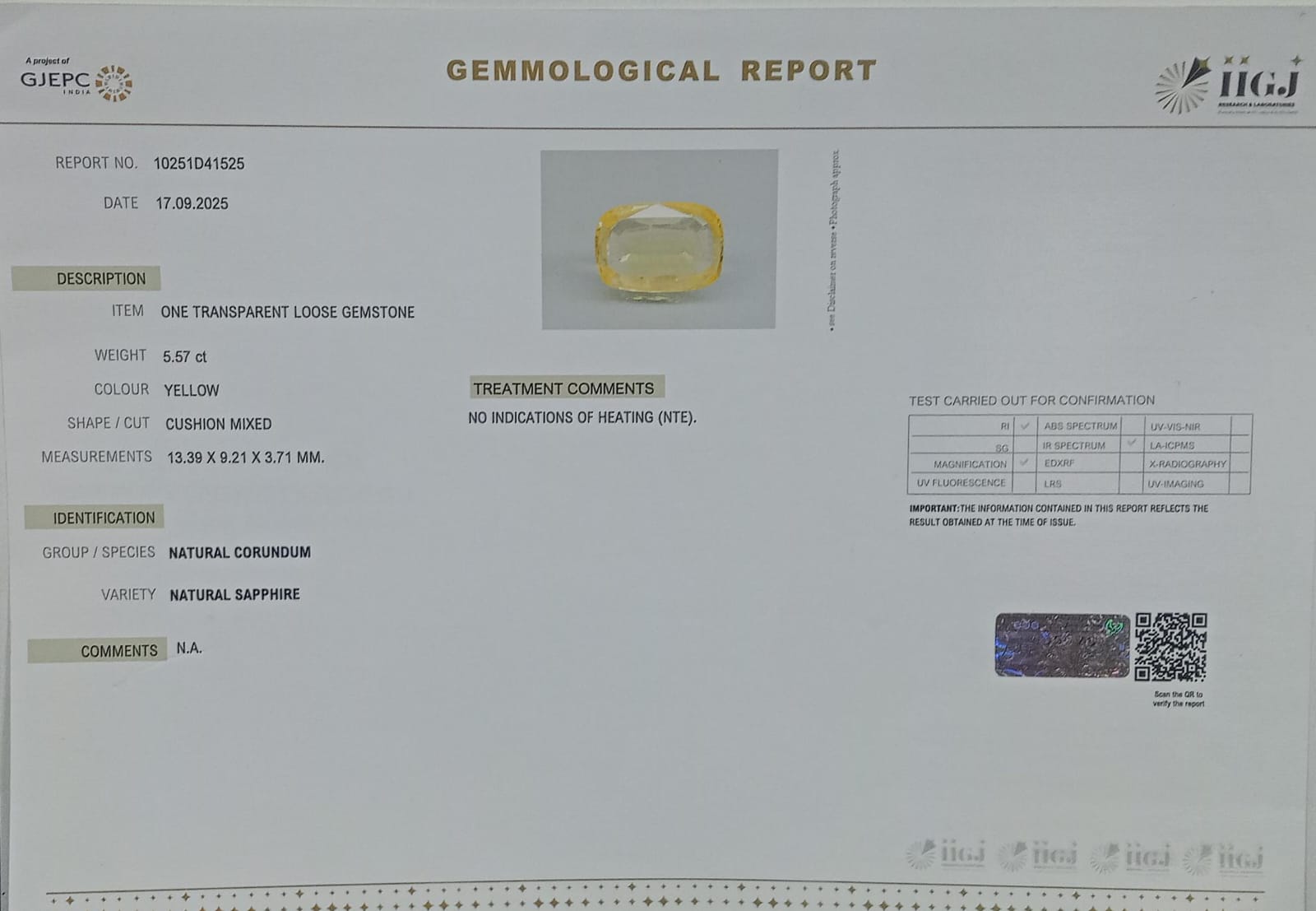 NYSP8442 2 YELLOW SAPPHIRE 5.57 Ct.