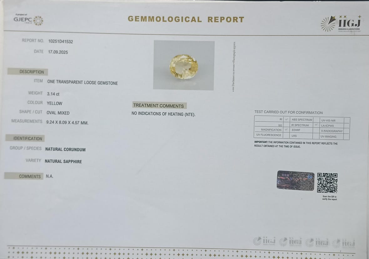 NYSP8449 2 YELLOW SAPPHIRE 3.14 Ct.