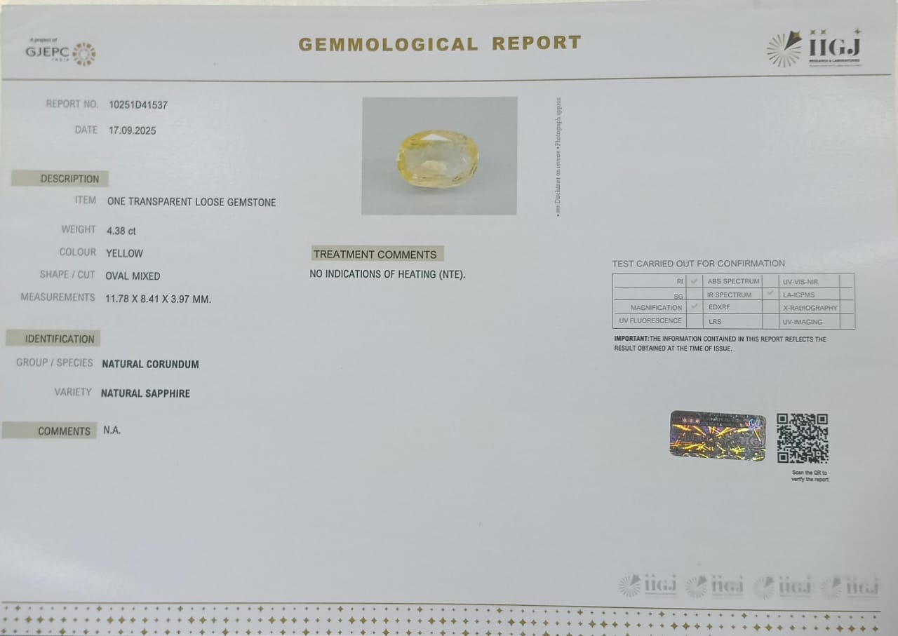 NYSP8454 2 YELLOW SAPPHIRE 4.38 Ct.