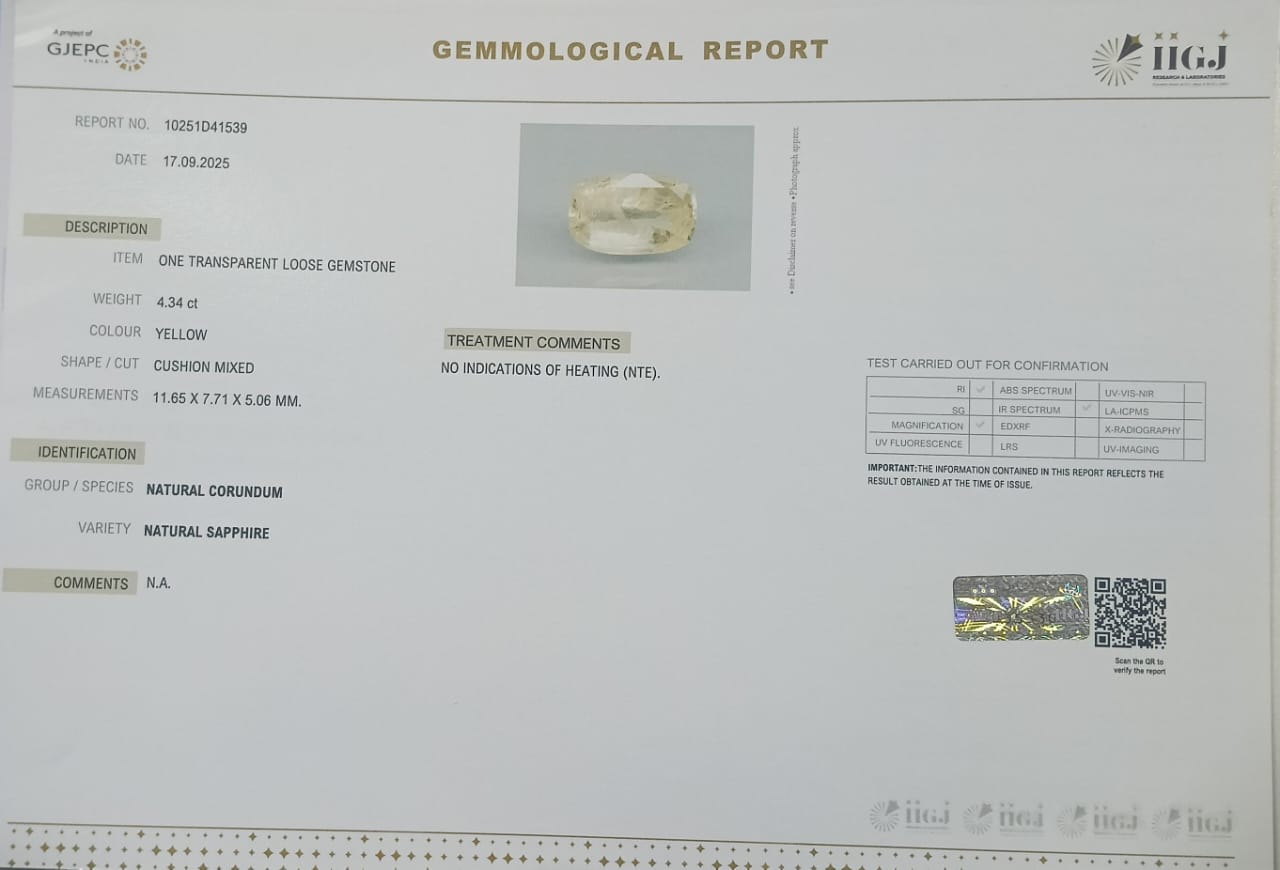 NYSP8456 2 YELLOW SAPPHIRE 4.34 Ct.