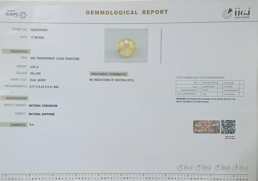 NYSP8458 2 YELLOW SAPPHIRE 4.93 Ct.