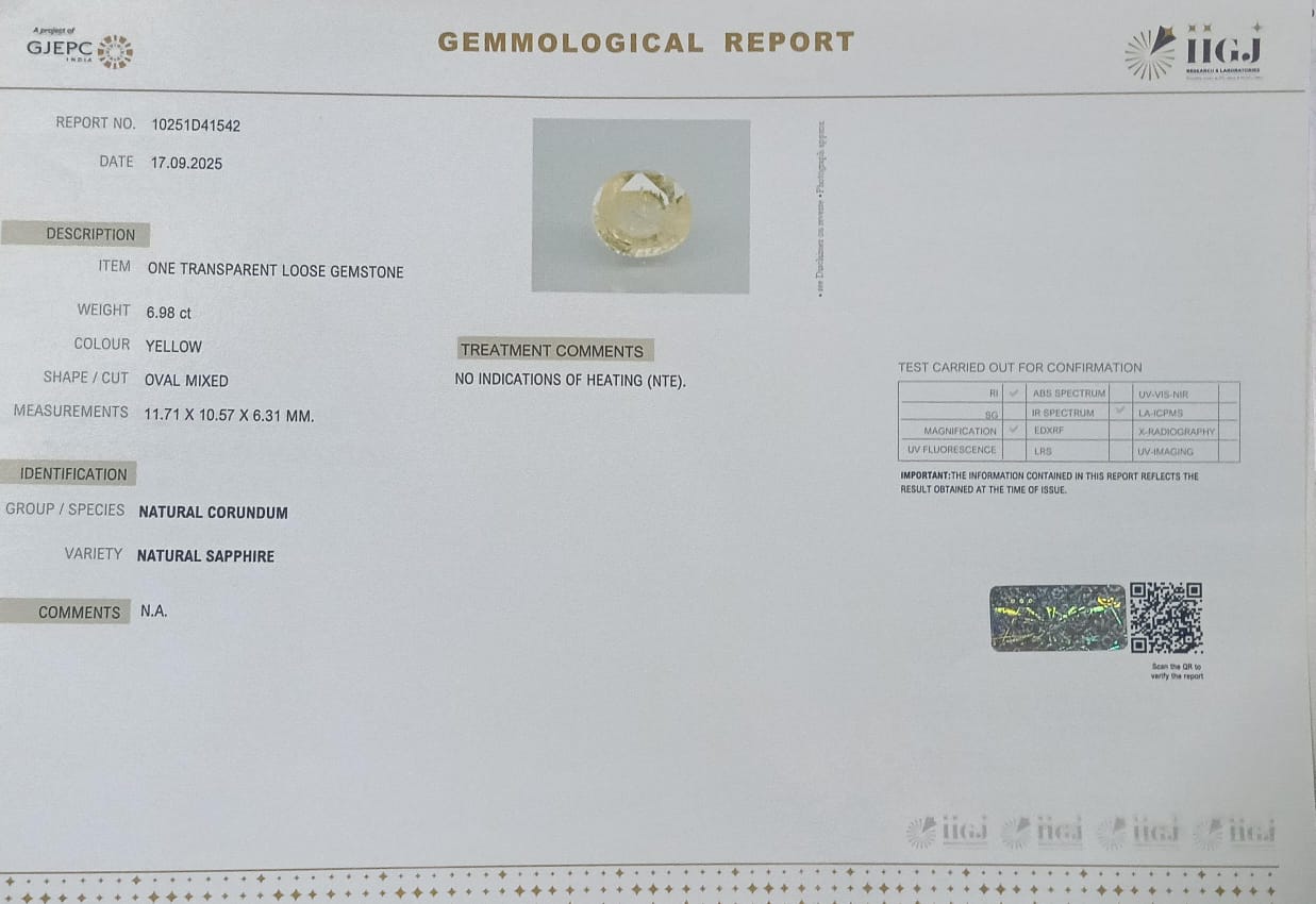 YELLOW SAPPHIRE 6.98 Ct. 3 NYSP8459 2 YELLOW SAPPHIRE 6.98 Ct.