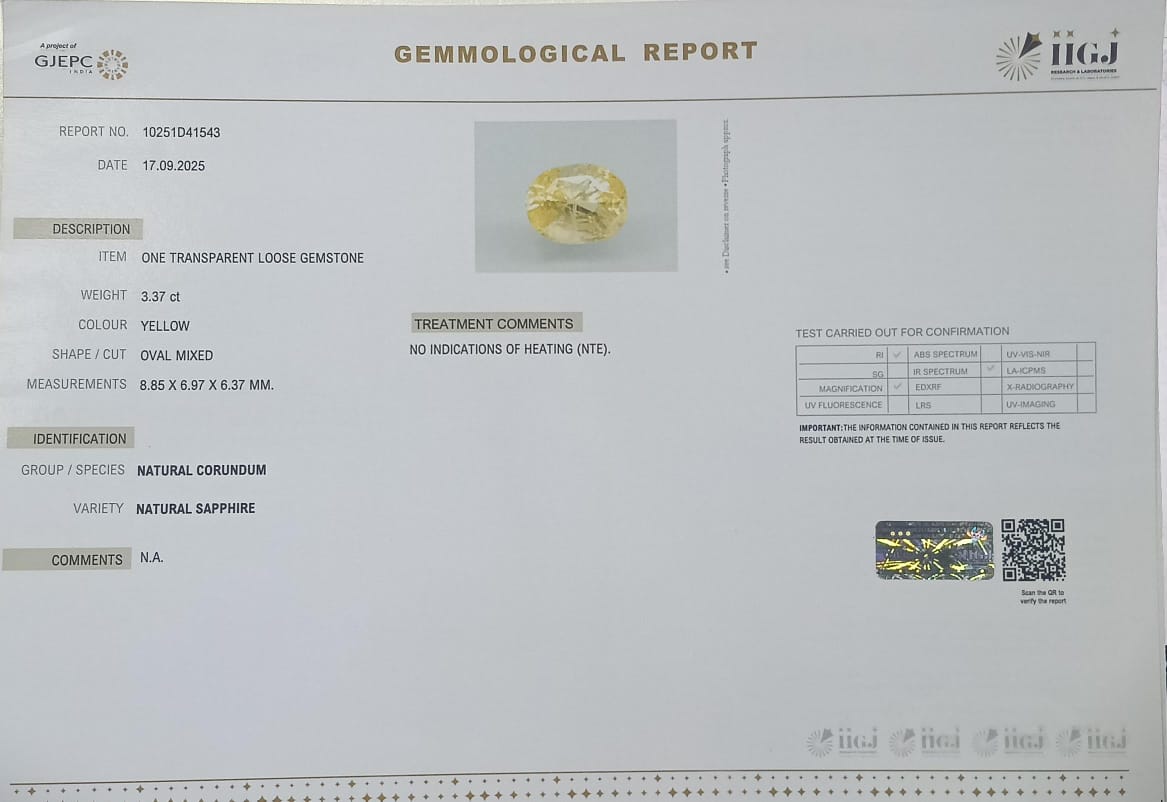 NYSP8460 2 YELLOW SAPPHIRE 3.37 Ct.