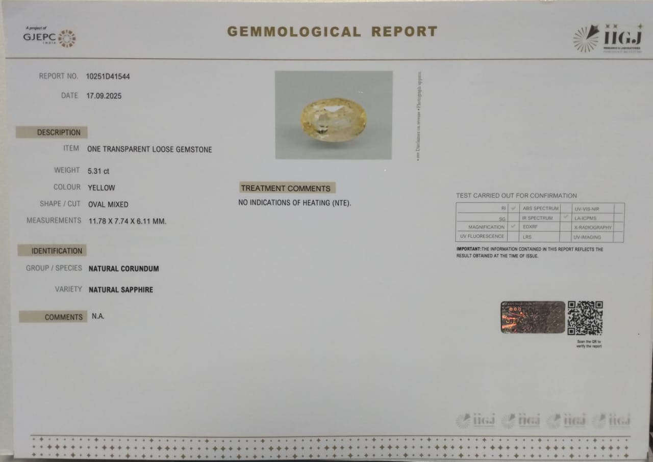 NYSP8461 2 YELLOW SAPPHIRE 5.31 Ct.