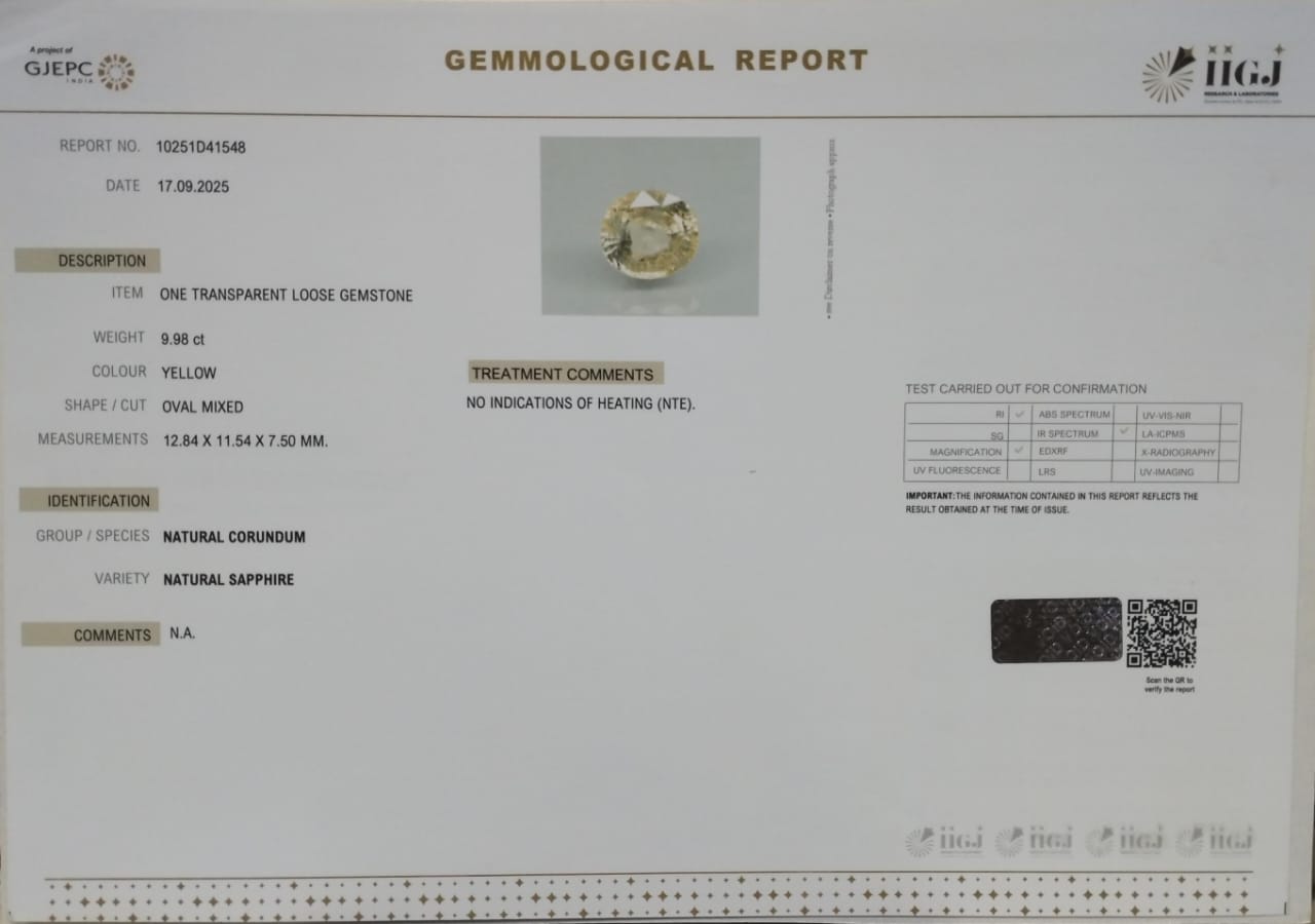 YELLOW SAPPHIRE 9.98 Ct. 3 NYSP8465 2 YELLOW SAPPHIRE 9.98 Ct.