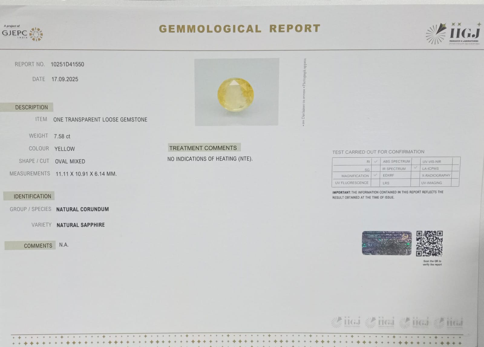 NYSP8467 2 YELLOW SAPPHIRE 7.58 Ct.