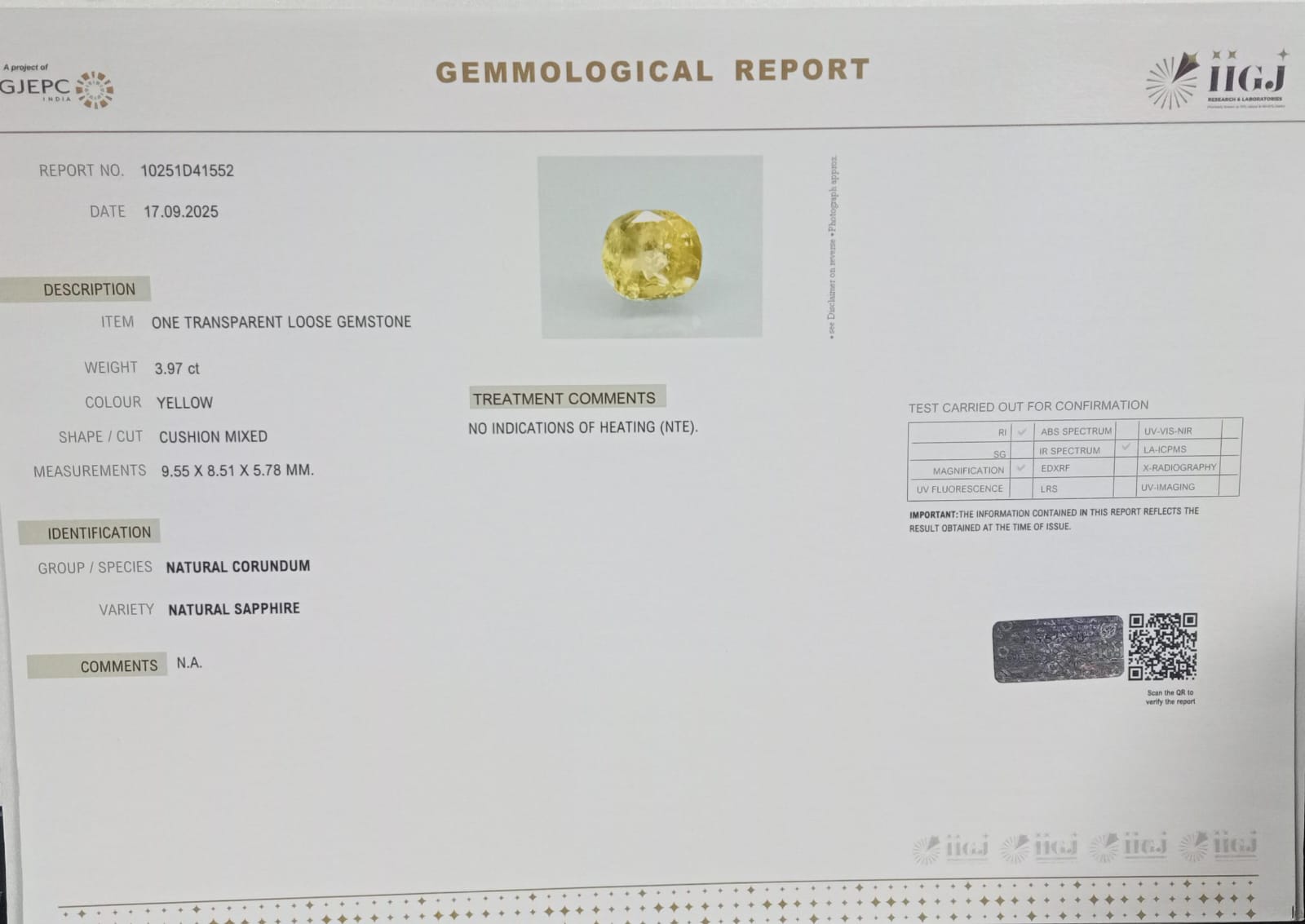 NYSP8469 2 YELLOW SAPPHIRE 3.97 Ct.