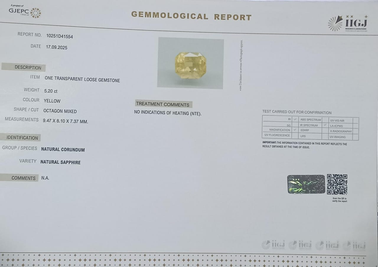 NYSP8471 2 YELLOW SAPPHIRE 5.2 Ct.