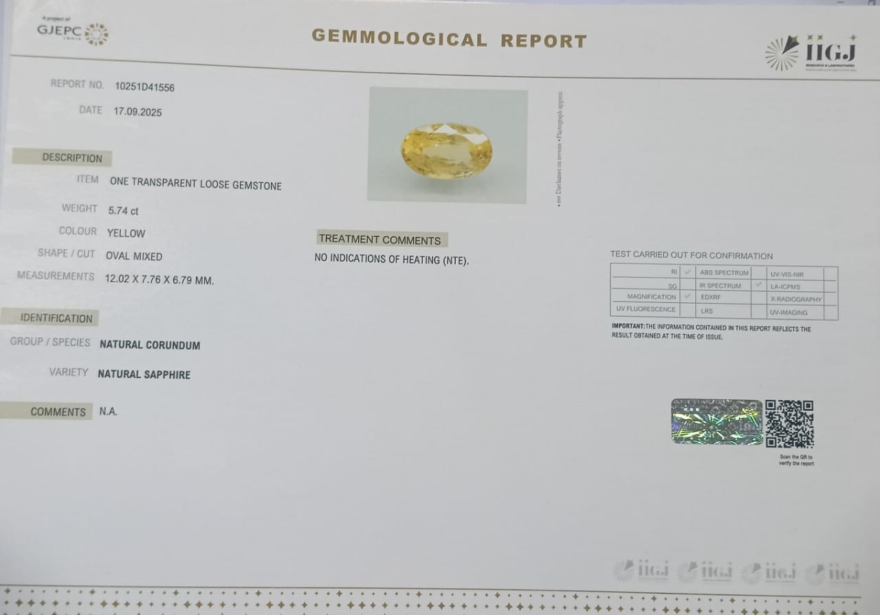 YELLOW SAPPHIRE 5.74 Ct. 3 NYSP8473 2 YELLOW SAPPHIRE 5.74 Ct.