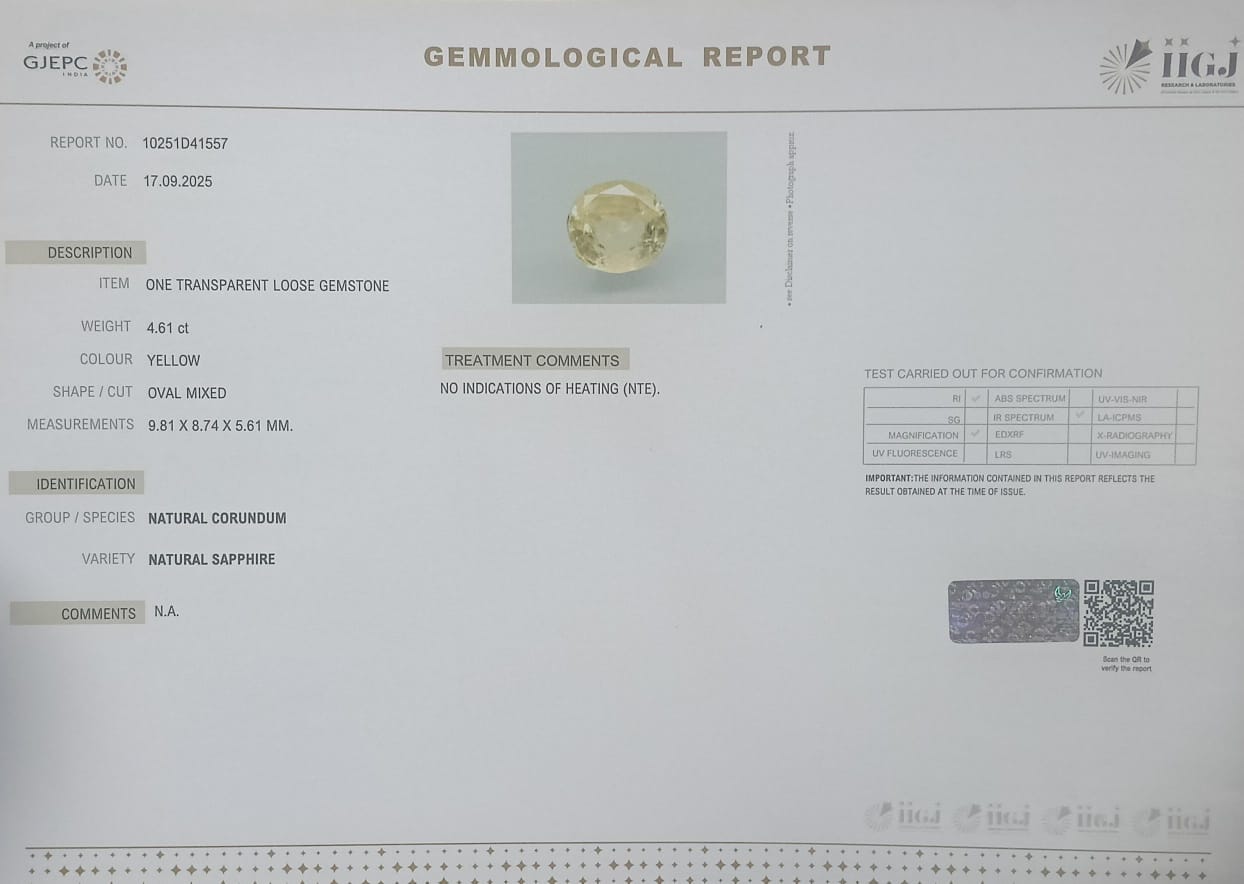 YELLOW SAPPHIRE 4.61 Ct. 3 NYSP8474 2 YELLOW SAPPHIRE 4.61 Ct.