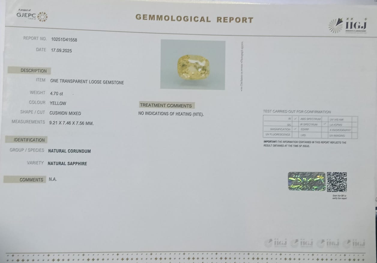 YELLOW SAPPHIRE 4.7 Ct. 3 NYSP8475 2 YELLOW SAPPHIRE 4.7 Ct.