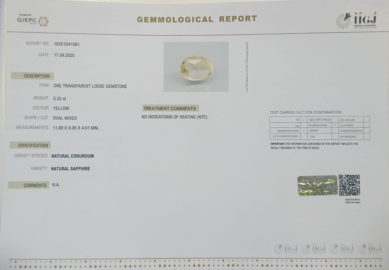 YELLOW SAPPHIRE 5.25 Ct. 3 NYSP8478 2 YELLOW SAPPHIRE 5.25 Ct.