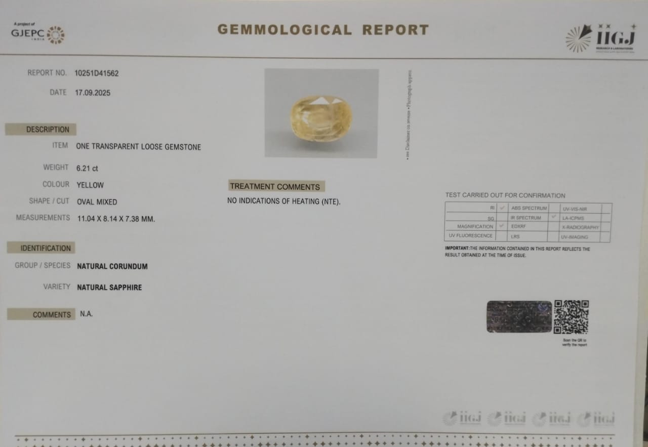 YELLOW SAPPHIRE 6.21 Ct. 3 NYSP8479 2 YELLOW SAPPHIRE 6.21 Ct.