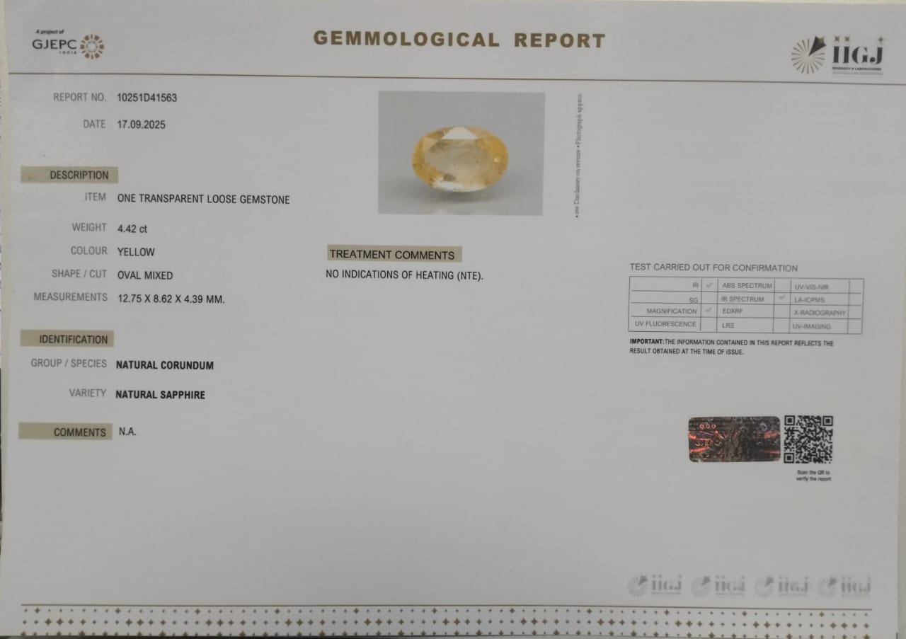 YELLOW SAPPHIRE 4.42 Ct. 3 NYSP8480 2 YELLOW SAPPHIRE 4.42 Ct.