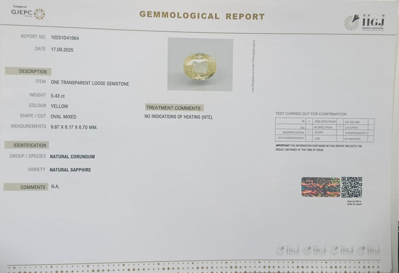 YELLOW SAPPHIRE 5.43 Ct. 3 NYSP8481 2 YELLOW SAPPHIRE 5.43 Ct.