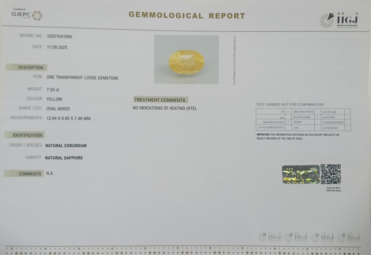 YELLOW SAPPHIRE 7.55 Ct. 3 NYSP8482 2 YELLOW SAPPHIRE 7.55 Ct.