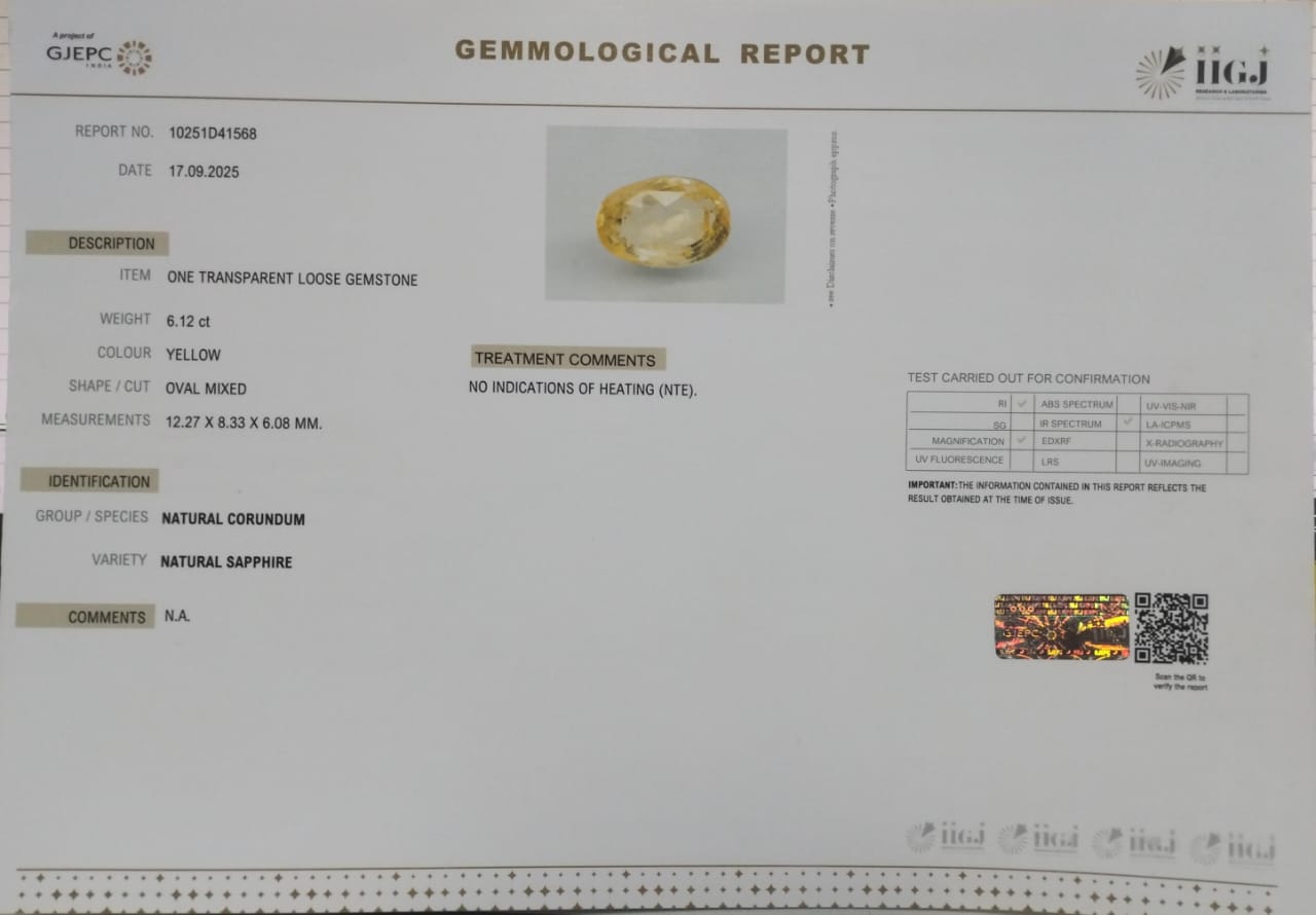 YELLOW SAPPHIRE 6.12 Ct. 3 NYSP8484 2 YELLOW SAPPHIRE 6.12 Ct.