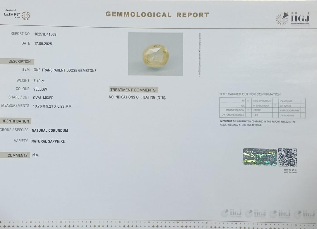 NYSP8485 2 YELLOW SAPPHIRE 7.1 Ct.