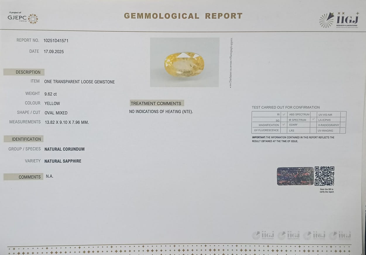 YELLOW SAPPHIRE 9.62 Ct. 3 NYSP8486 2 YELLOW SAPPHIRE 9.62 Ct.