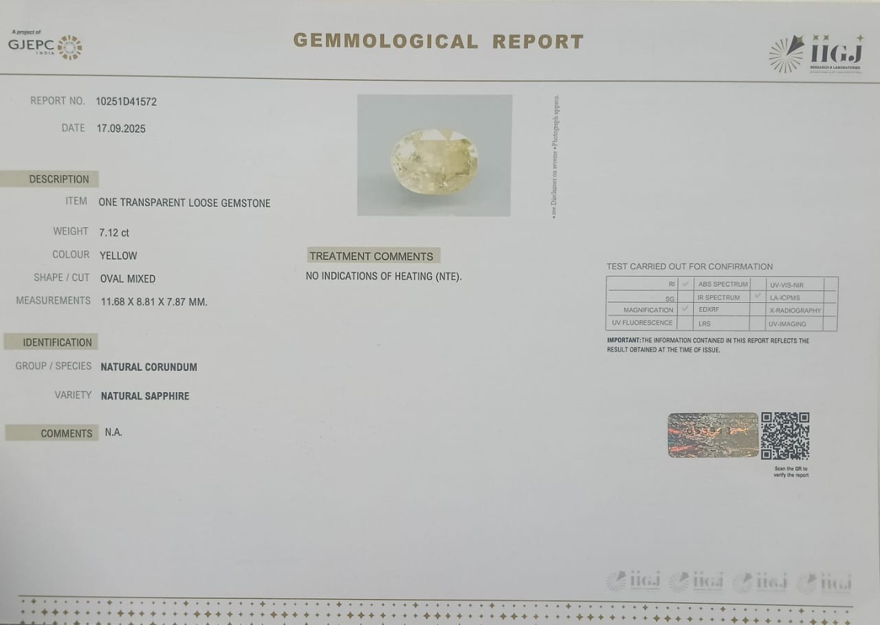 NYSP8487 2 YELLOW SAPPHIRE 7.12 Ct.