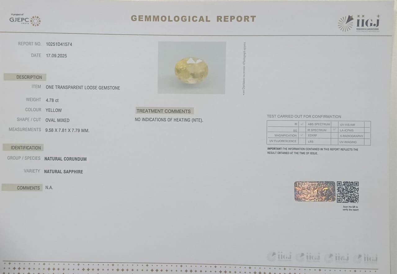 YELLOW SAPPHIRE 4.78 Ct. 3 NYSP8489 2 YELLOW SAPPHIRE 4.78 Ct.