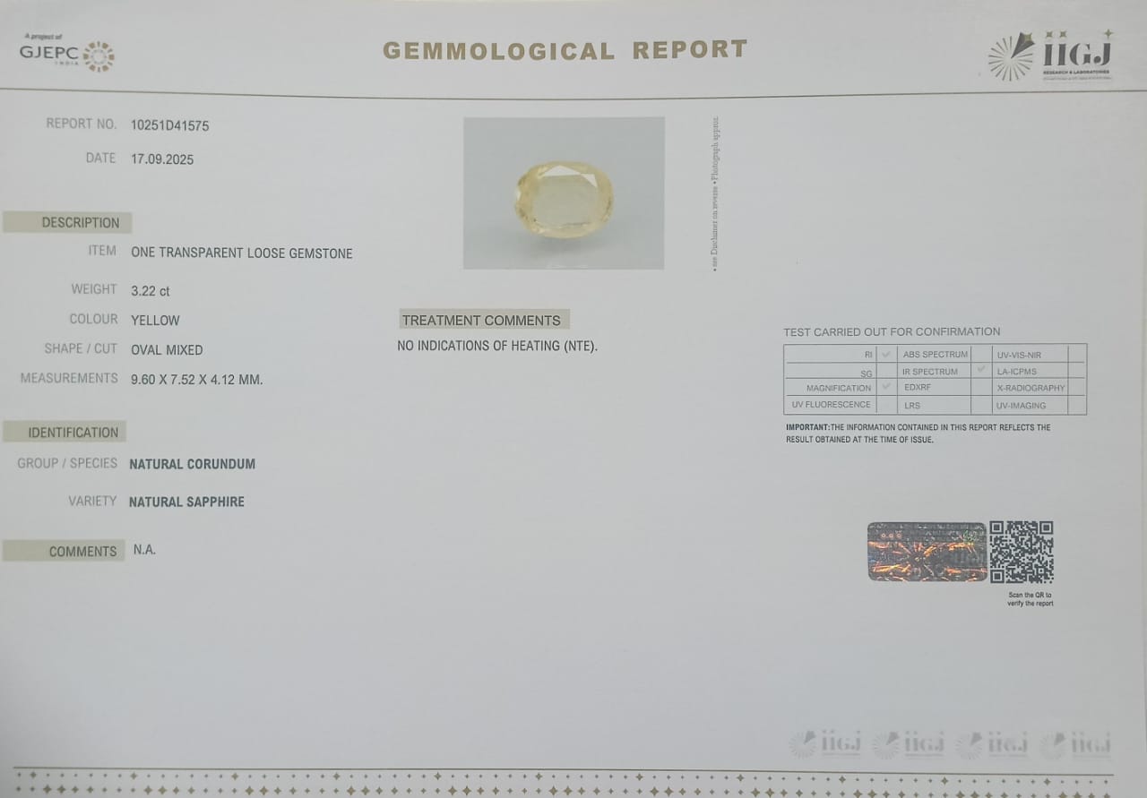 NYSP8490 2 YELLOW SAPPHIRE 3.22 Ct.