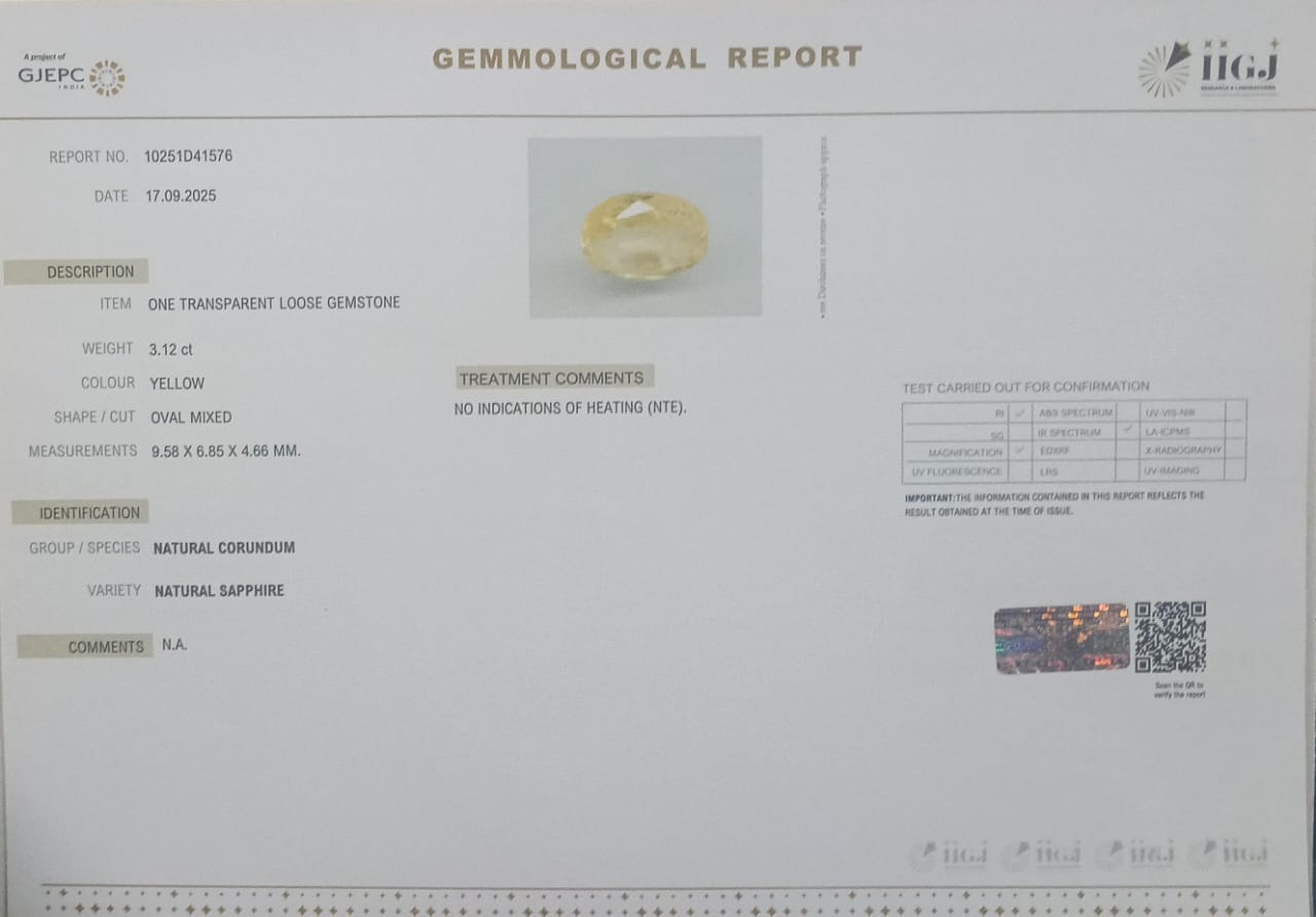 NYSP8491 2 YELLOW SAPPHIRE 3.12 Ct.