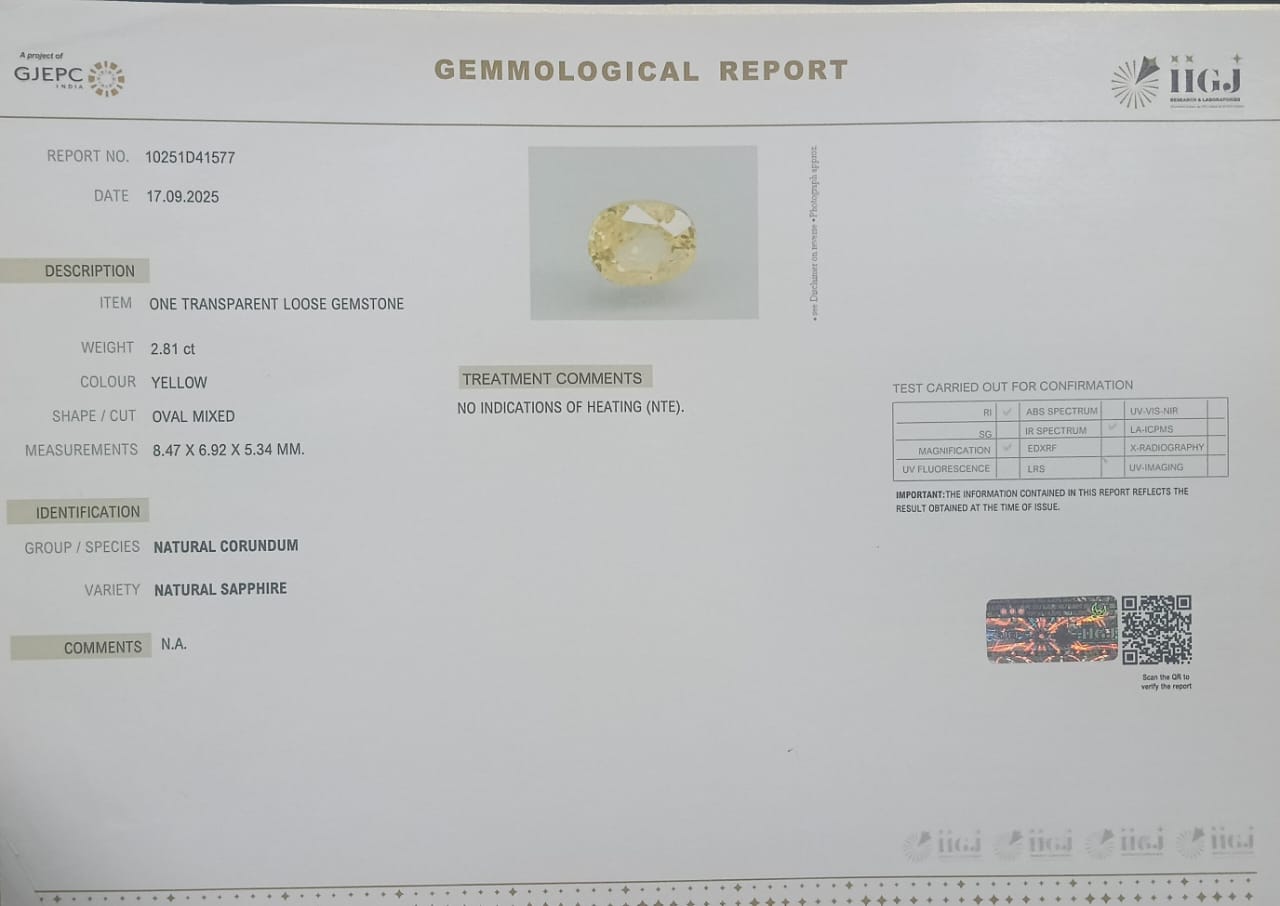 NYSP8492 2 YELLOW SAPPHIRE 2.81 Ct.