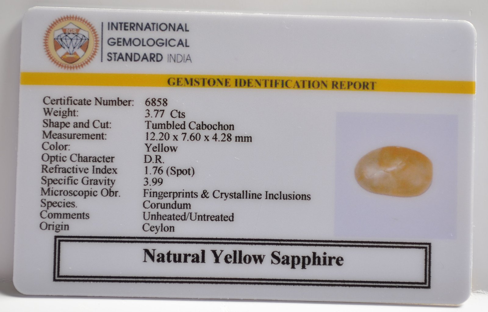 NYSP8532 2 1 YELLOW SAPPHIRE 3.77 Ct.