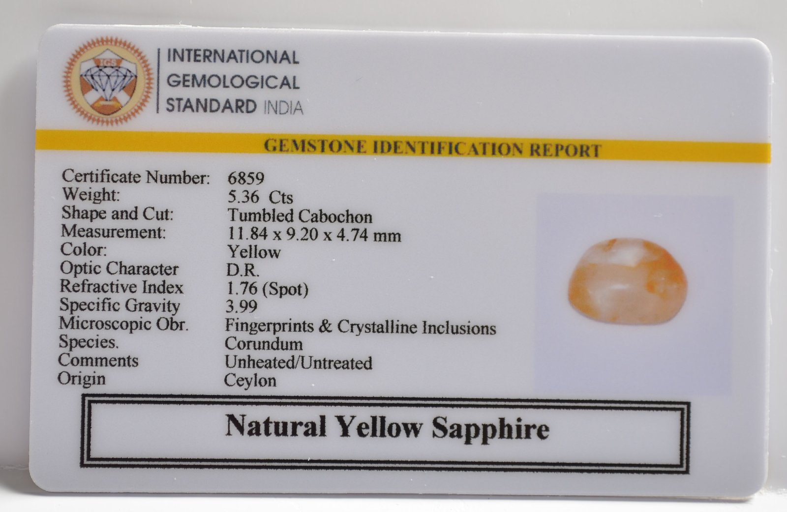 NYSP8533 2 1 YELLOW SAPPHIRE 5.36 Ct.