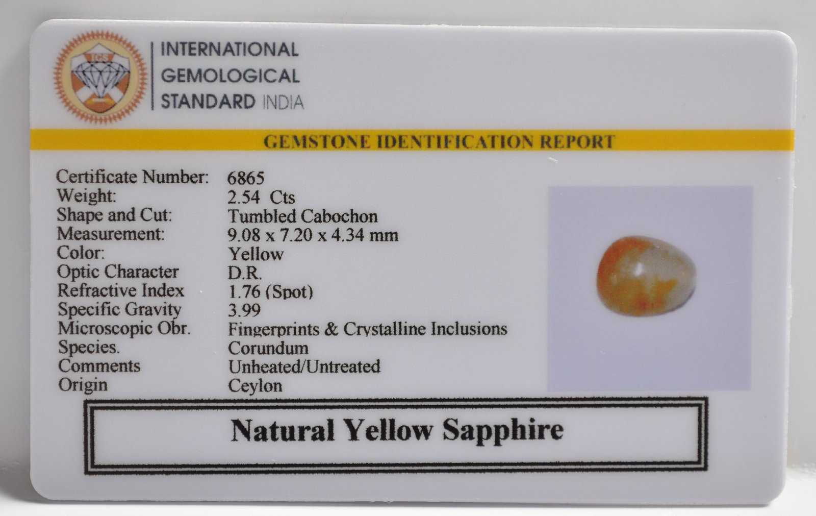 NYSP8539 2 1 YELLOW SAPPHIRE 2.54 Ct.
