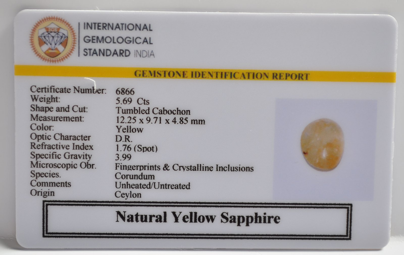 NYSP8540 2 1 YELLOW SAPPHIRE 5.69 Ct.