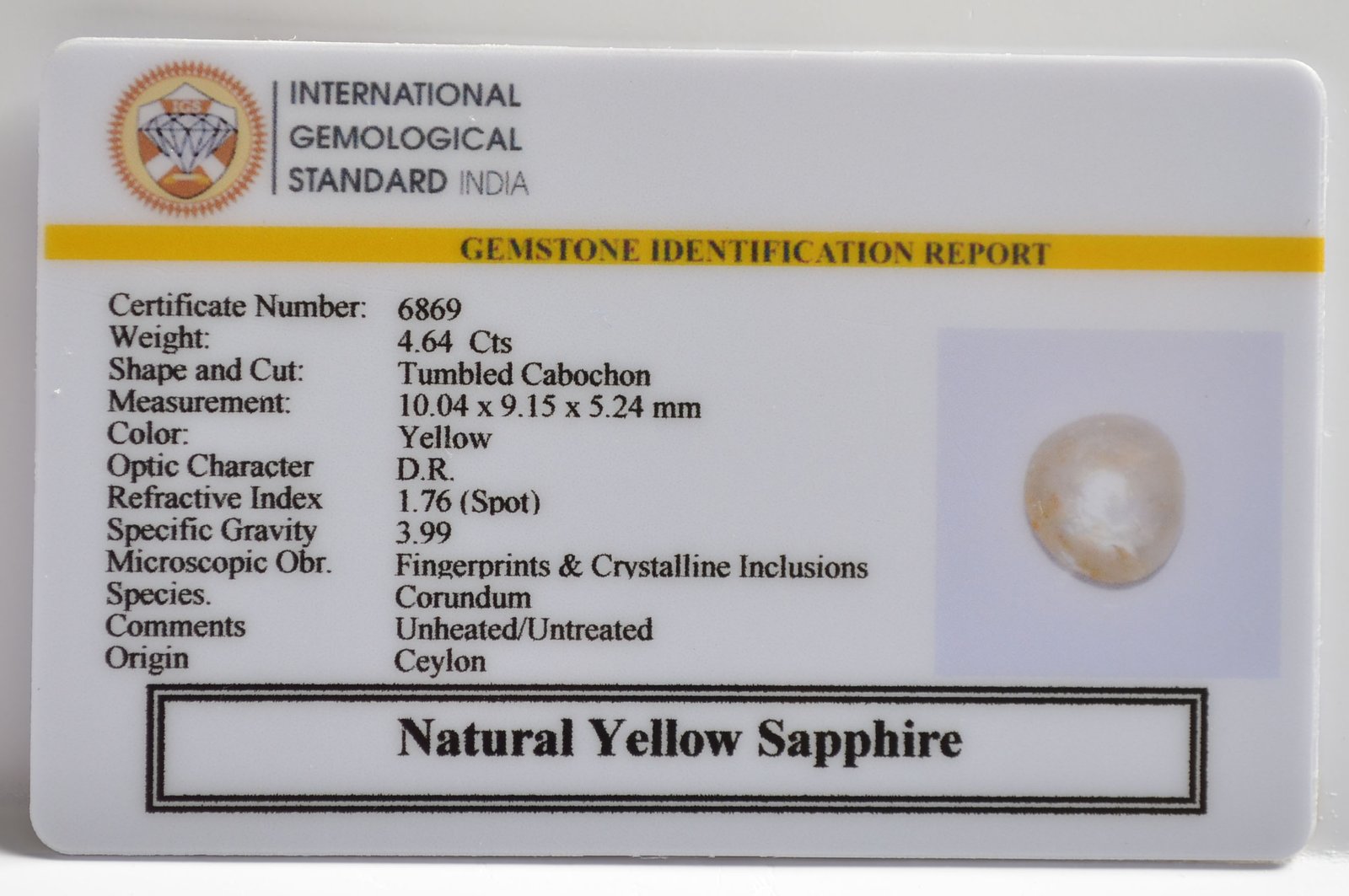 NYSP8543 2 1 YELLOW SAPPHIRE 4.64 Ct.