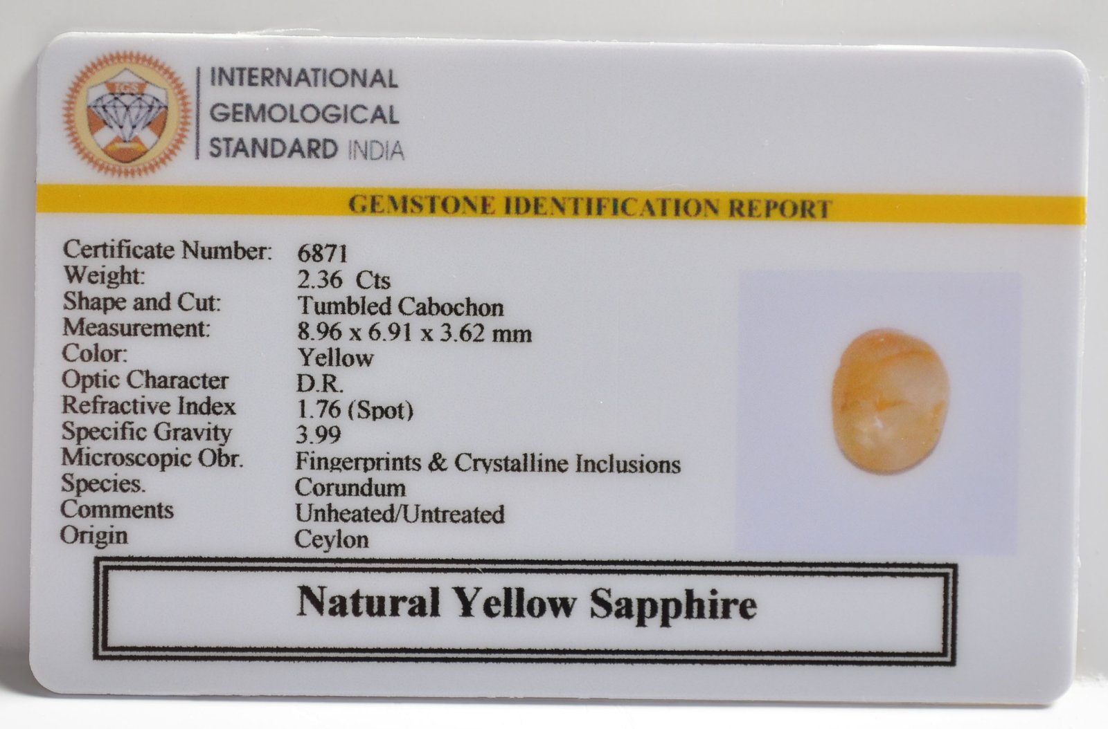 NYSP8545 2 1 YELLOW SAPPHIRE 2.36 Ct.