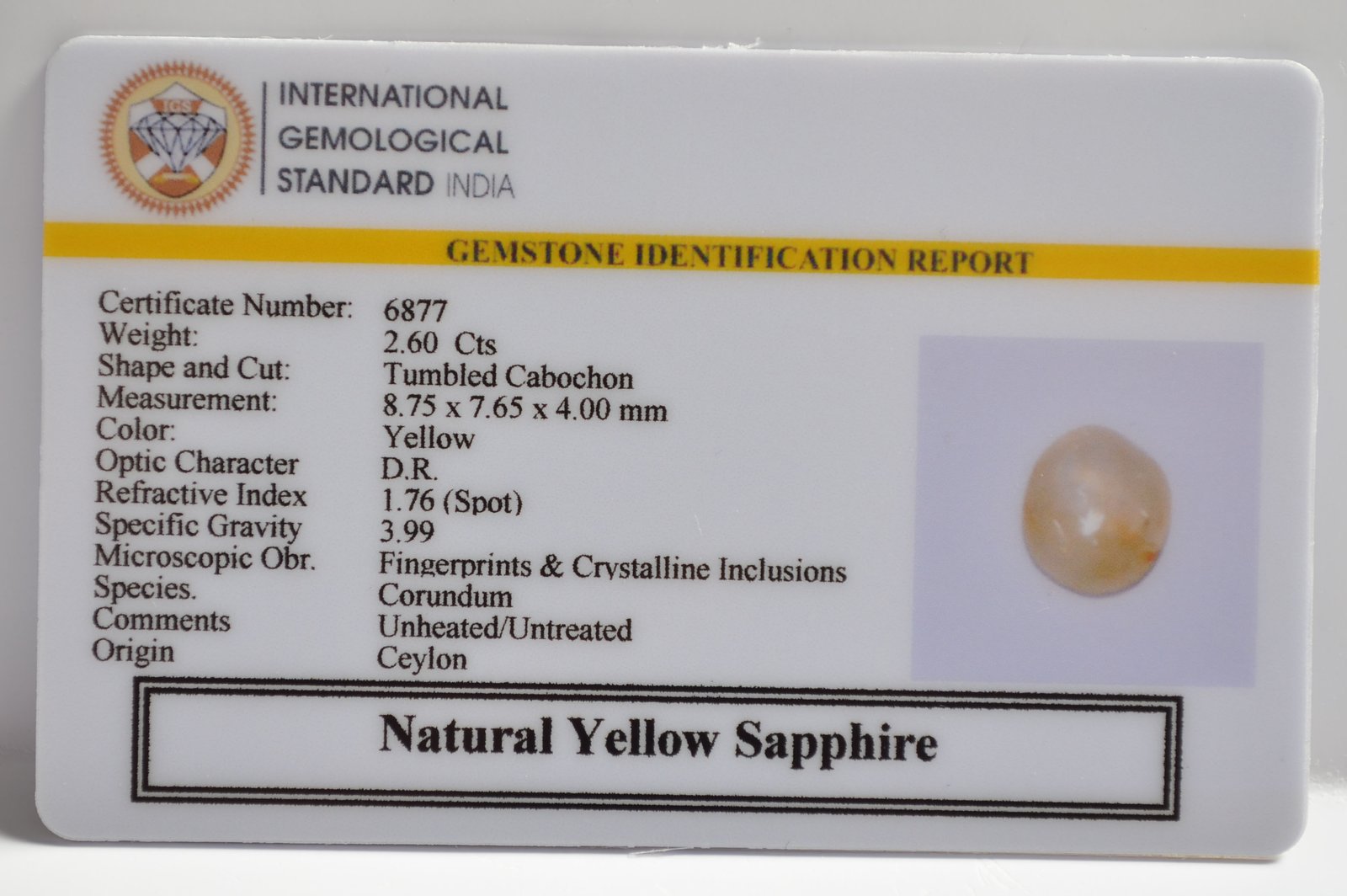 YELLOW SAPPHIRE 2.6 Ct. 3 NYSP8551 2 1 YELLOW SAPPHIRE 2.6 Ct.