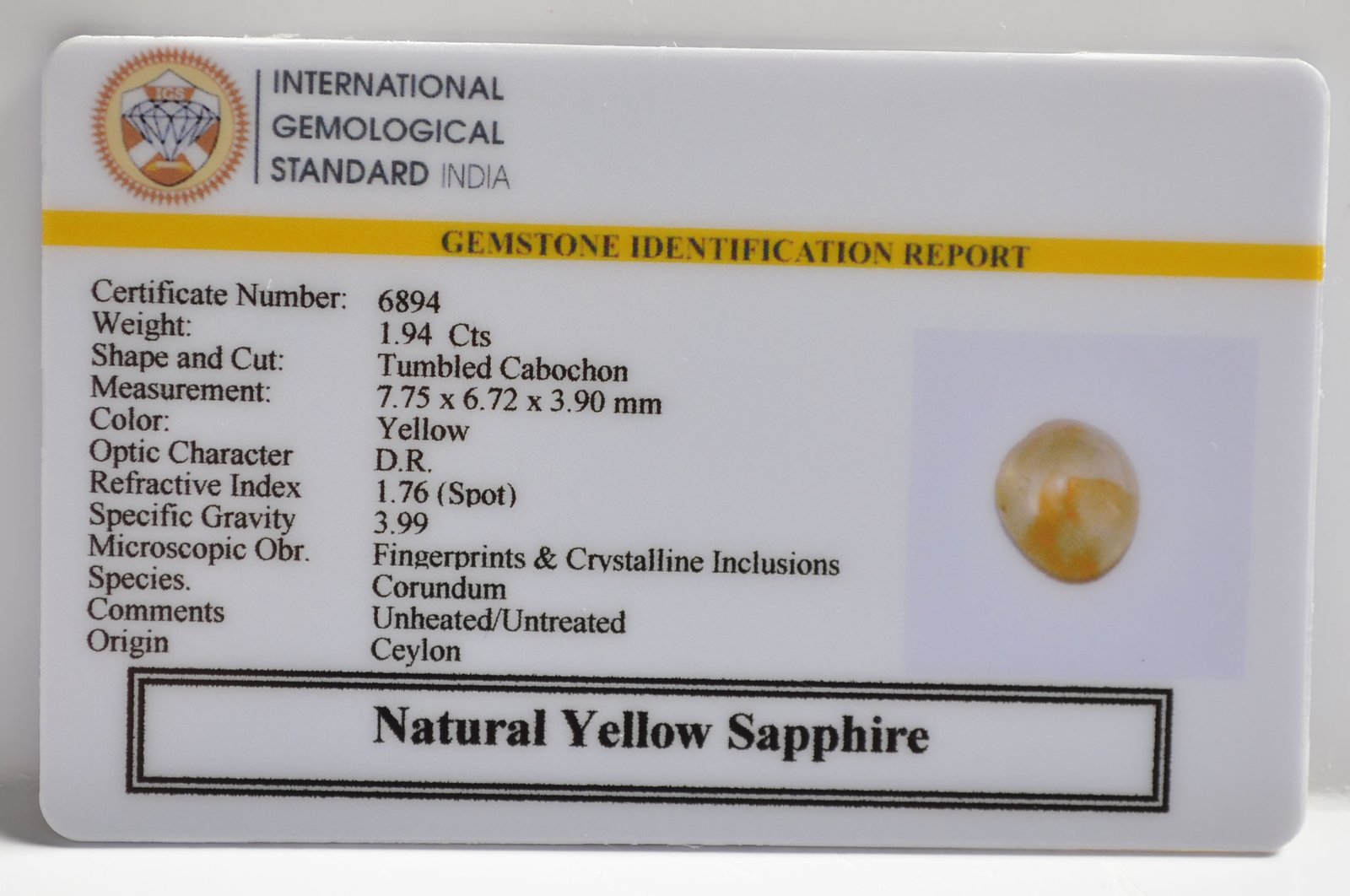 NYSP8568 2 1 YELLOW SAPPHIRE 1.94 Ct.