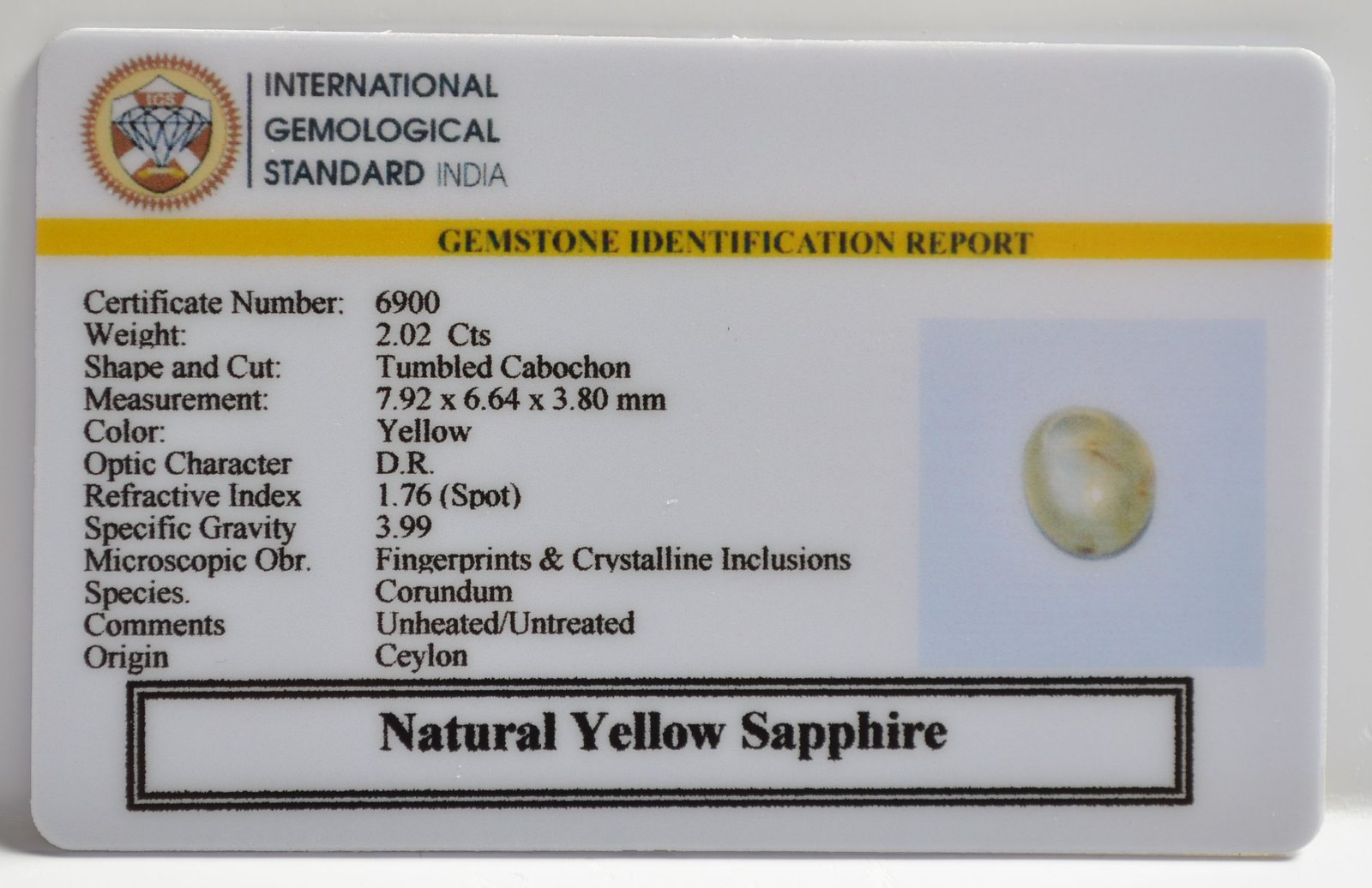 YELLOW SAPPHIRE 2.02 Ct. 3 NYSP8574 2 1 YELLOW SAPPHIRE 2.02 Ct.