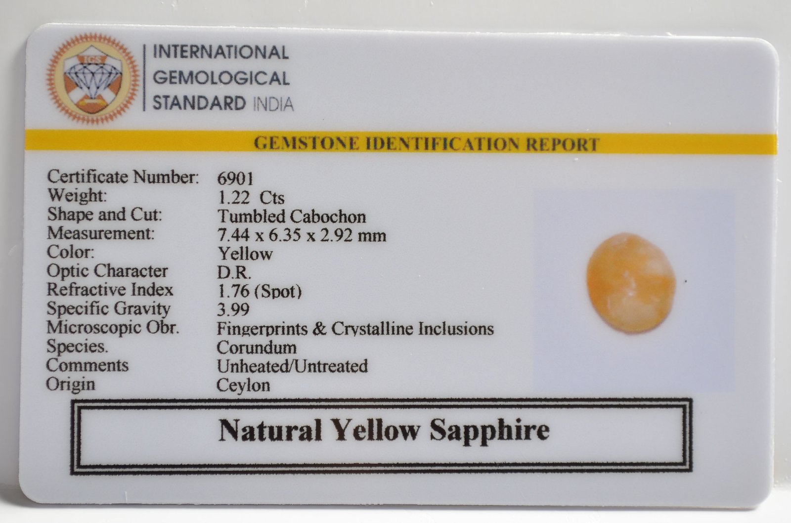 NYSP8575 2 1 YELLOW SAPPHIRE 1.22 Ct.